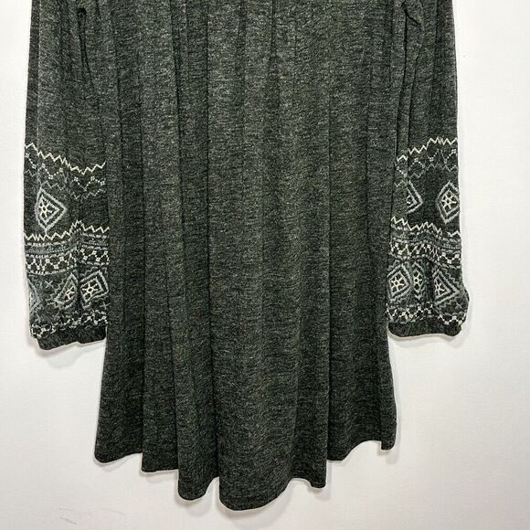 Monoreno Gray Embroidered Boho Sweater Dress Women Size Medium Pullover Tunic - Picture 10 of 13